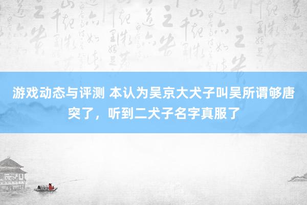 游戏动态与评测 本认为吴京大犬子叫吴所谓够唐突了，听到二犬子名字真服了