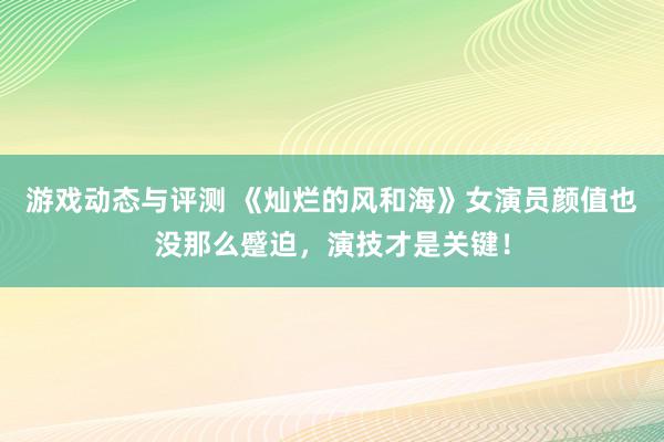 游戏动态与评测 《灿烂的风和海》女演员颜值也没那么蹙迫，演技才是关键！